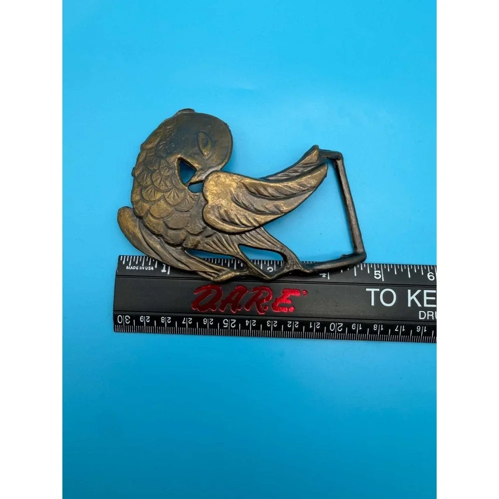 Vintage Brass Dove Parrot Bird Belt Buckle